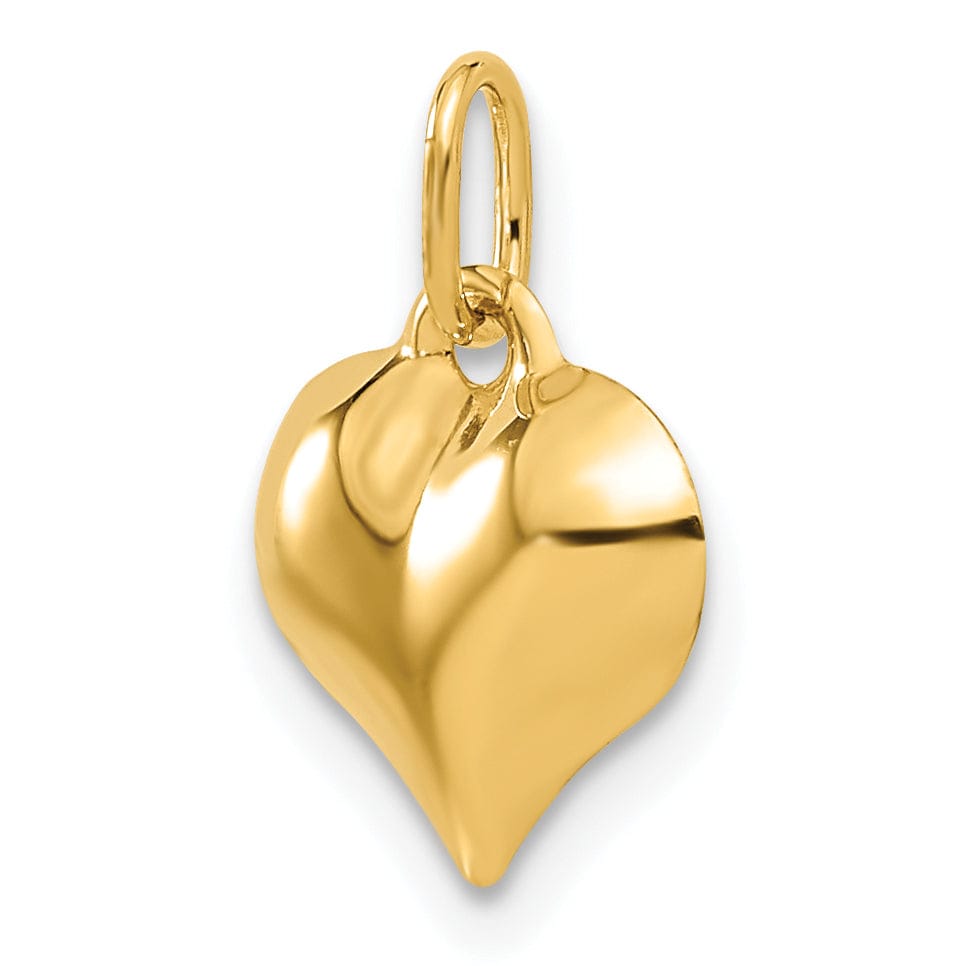 Lovely Rita's Pendants & Charms 14K Yellow Gold Hollow Polished Finish 3 Dimensional Puffed Heart Design Charm Pendant