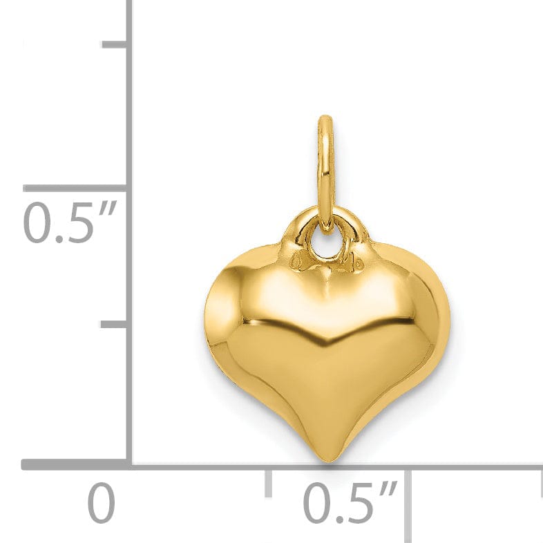 Lovely Rita's Pendants & Charms 14K Yellow Gold Hollow Polished Finish 3 Dimensional Puffed Heart Design Charm Pendant