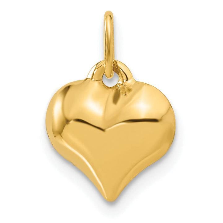 Lovely Rita's Pendants & Charms 14K Yellow Gold Hollow Polished Finish 3 Dimensional Puffed Heart Design Charm Pendant