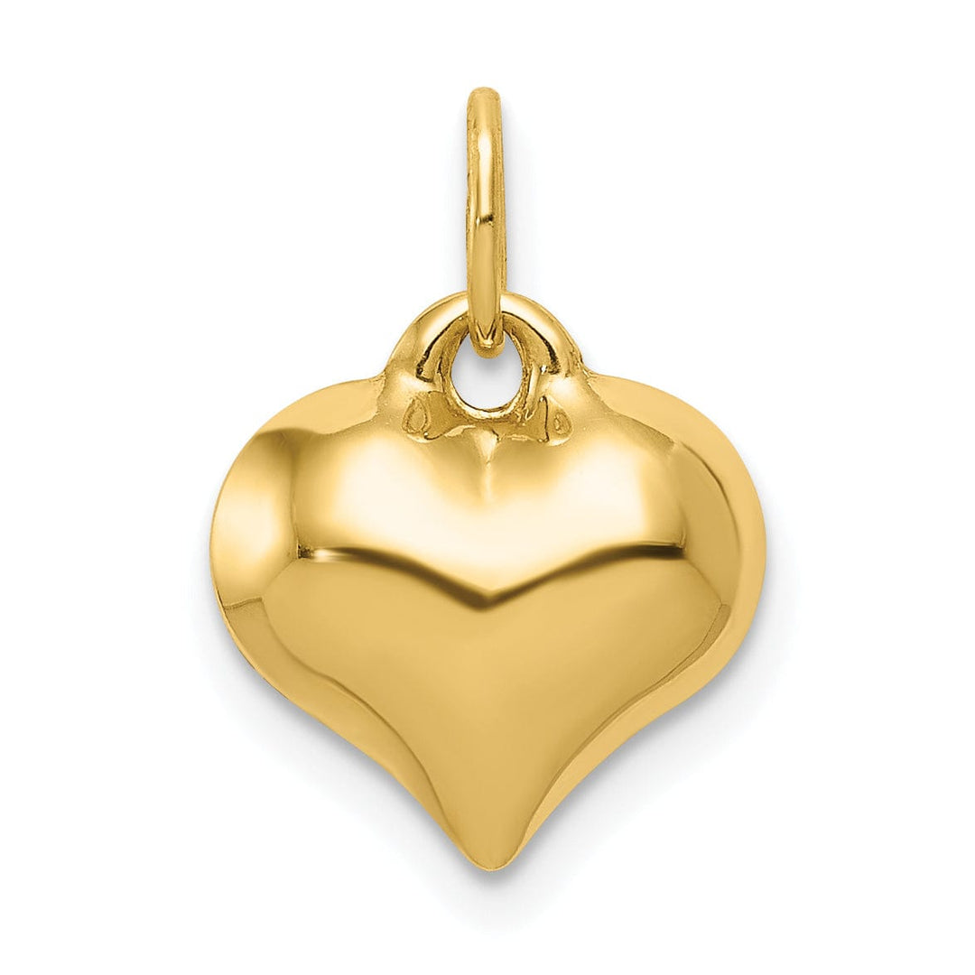 Lovely Rita's Pendants & Charms 14K Yellow Gold Hollow Polished Finish 3 Dimensional Puffed Heart Design Charm Pendant