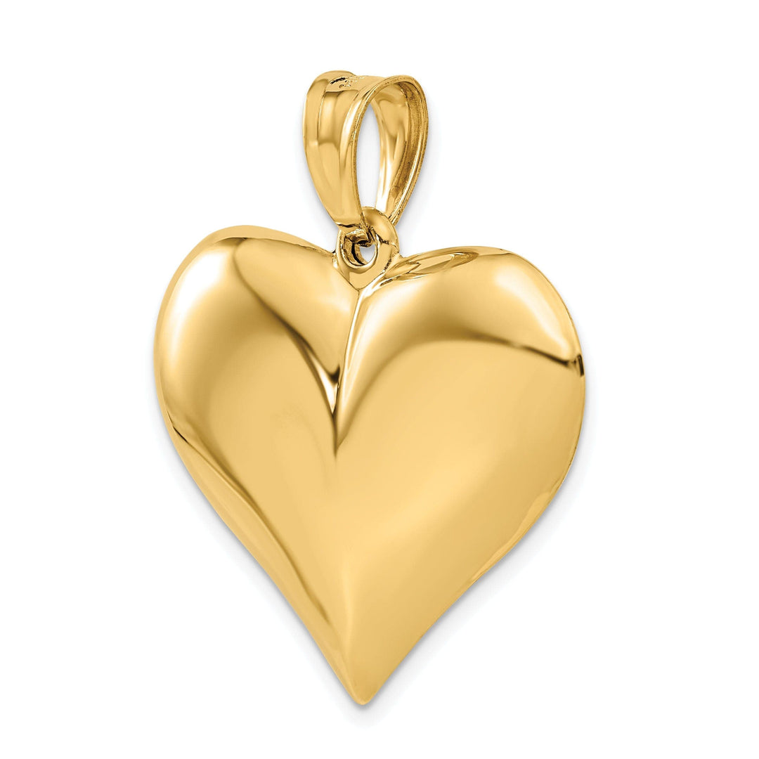 Lovely Rita's Pendants & Charms 14K Yellow Gold Hollow Polished Finish 3-Dimensional Puffed Heart Design Charm Pendant