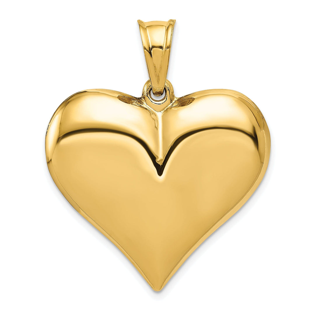 Lovely Rita's Pendants & Charms 14K Yellow Gold Hollow Polished Finish 3-Dimensional Puffed Heart Design Charm Pendant