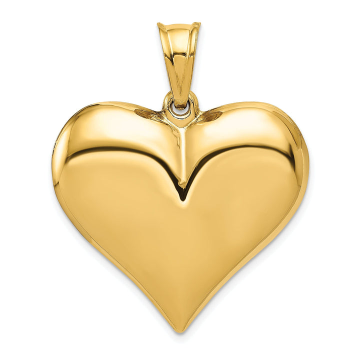 Lovely Rita's Pendants & Charms 14K Yellow Gold Hollow Polished Finish 3-Dimensional Puffed Heart Design Charm Pendant