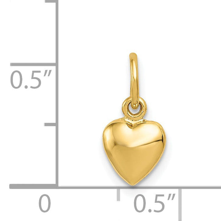 Lovely Rita's Pendants & Charms 14K Yellow Gold Hollow PolishedFinish 3-Dimensional Small Size Puffed Heart Design Charm Pendant