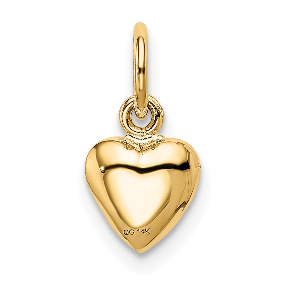 Lovely Rita's Pendants & Charms 14K Yellow Gold Hollow PolishedFinish 3-Dimensional Small Size Puffed Heart Design Charm Pendant