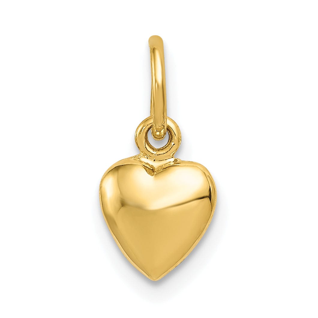 Lovely Rita's Pendants & Charms 14K Yellow Gold Hollow PolishedFinish 3-Dimensional Small Size Puffed Heart Design Charm Pendant