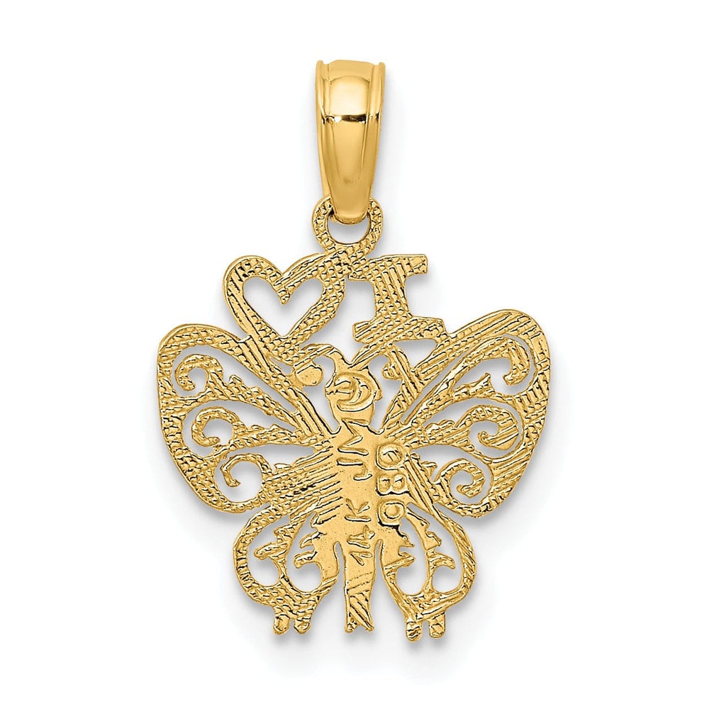Lovely Rita's Pendants & Charms 14K Yellow Gold I HEART Butterfly Charm Pendant