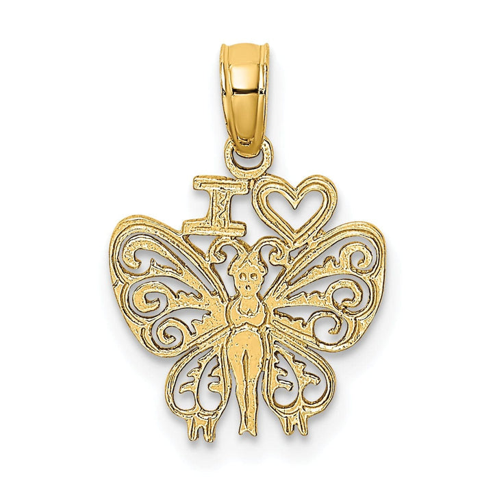 Lovely Rita's Pendants & Charms 14K Yellow Gold I HEART Butterfly Charm Pendant