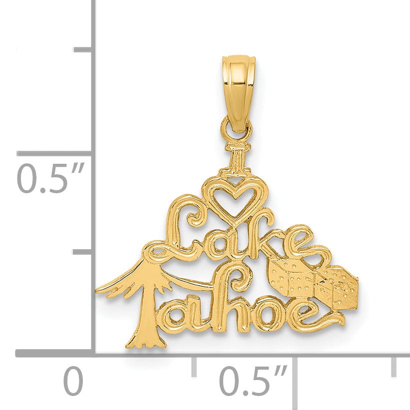 Lovely Rita's Pendants & Charms 14K Yellow Gold I HEART LAKE TAHOE with Dice Design Pendant