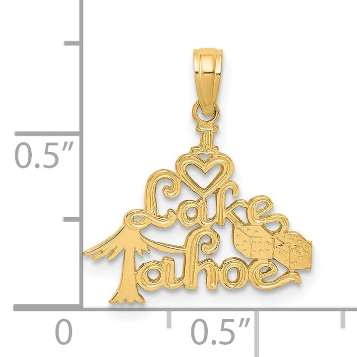 Lovely Rita's Pendants & Charms 14K Yellow Gold I HEART LAKE TAHOE with Dice Design Pendant