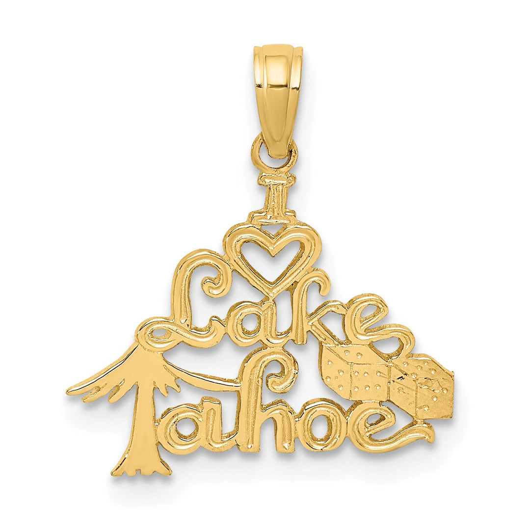 Lovely Rita's Pendants & Charms 14K Yellow Gold I HEART LAKE TAHOE with Dice Design Pendant