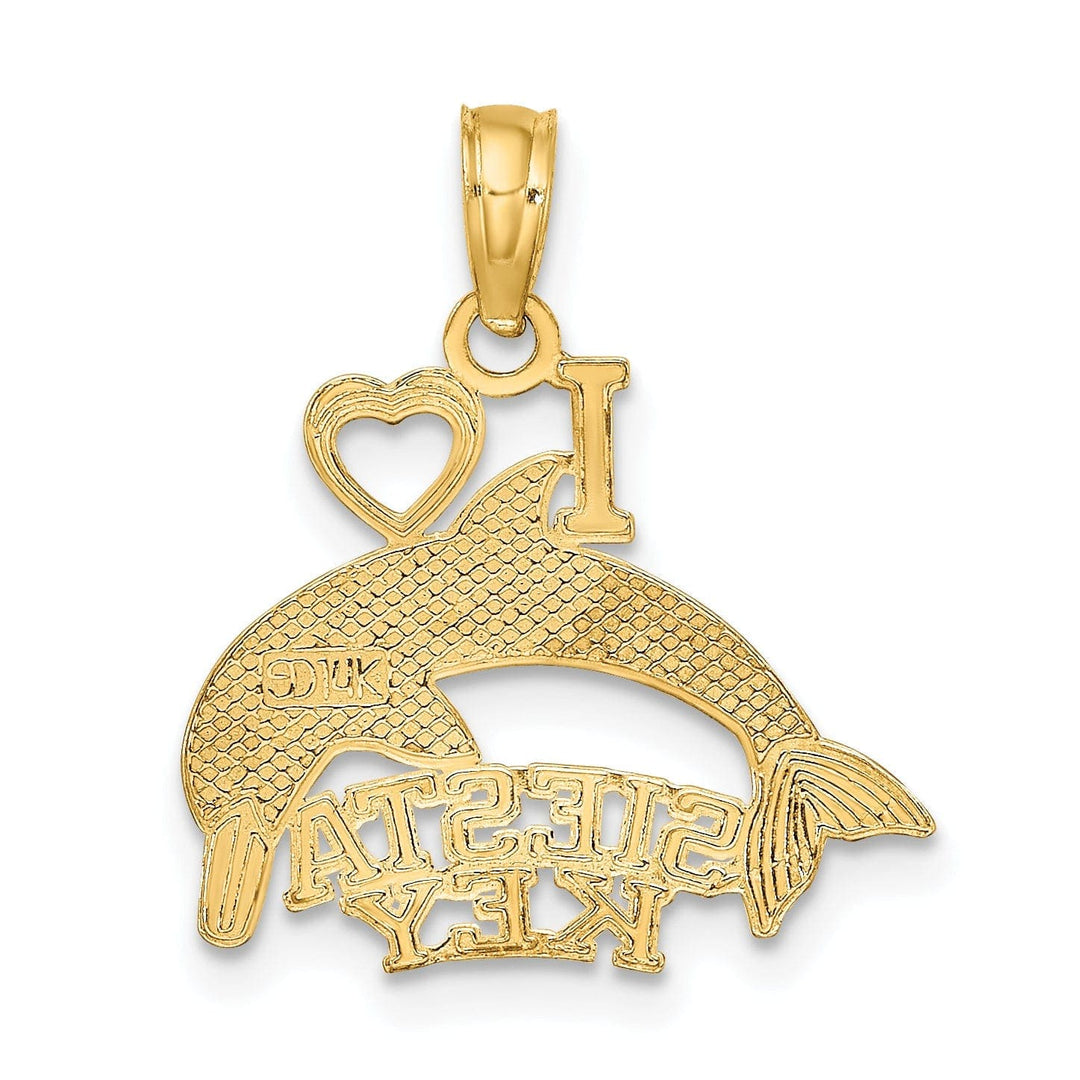 Lovely Rita's Pendants & Charms 14K Yellow Gold I HEART SIESTA KEY with Dolphin Swimming Pendant