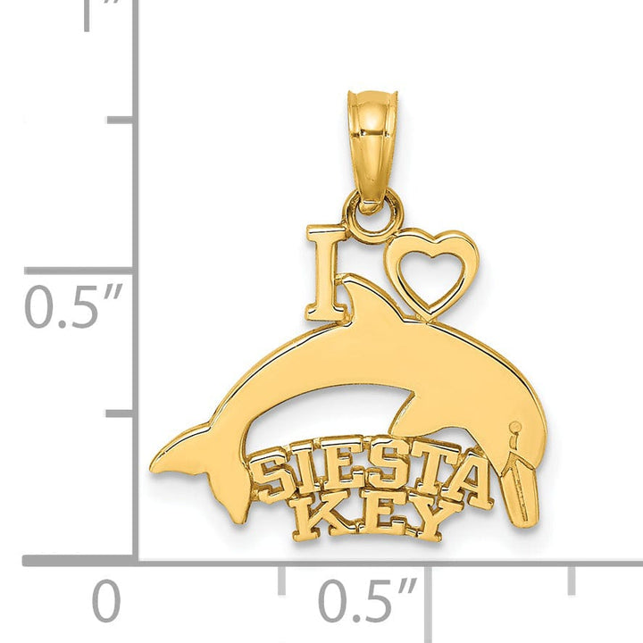 Lovely Rita's Pendants & Charms 14K Yellow Gold I HEART SIESTA KEY with Dolphin Swimming Pendant