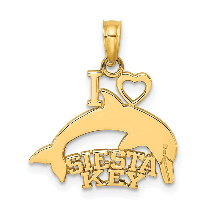 Lovely Rita's Pendants & Charms 14K Yellow Gold I HEART SIESTA KEY with Dolphin Swimming Pendant