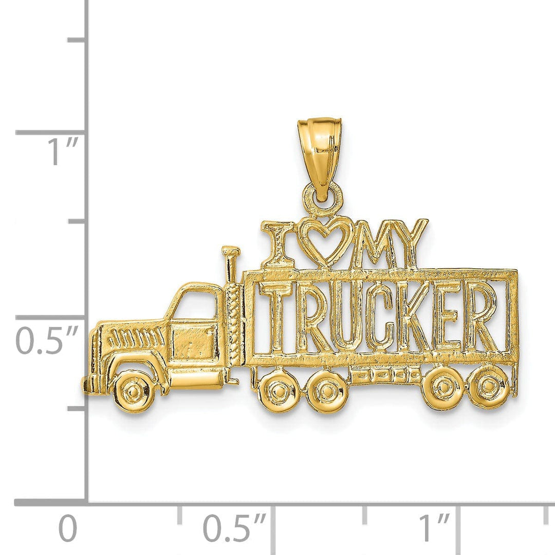 Lovely Rita's Pendants & Charms 14k Yellow Gold I Love My Trucker Truck Pendant