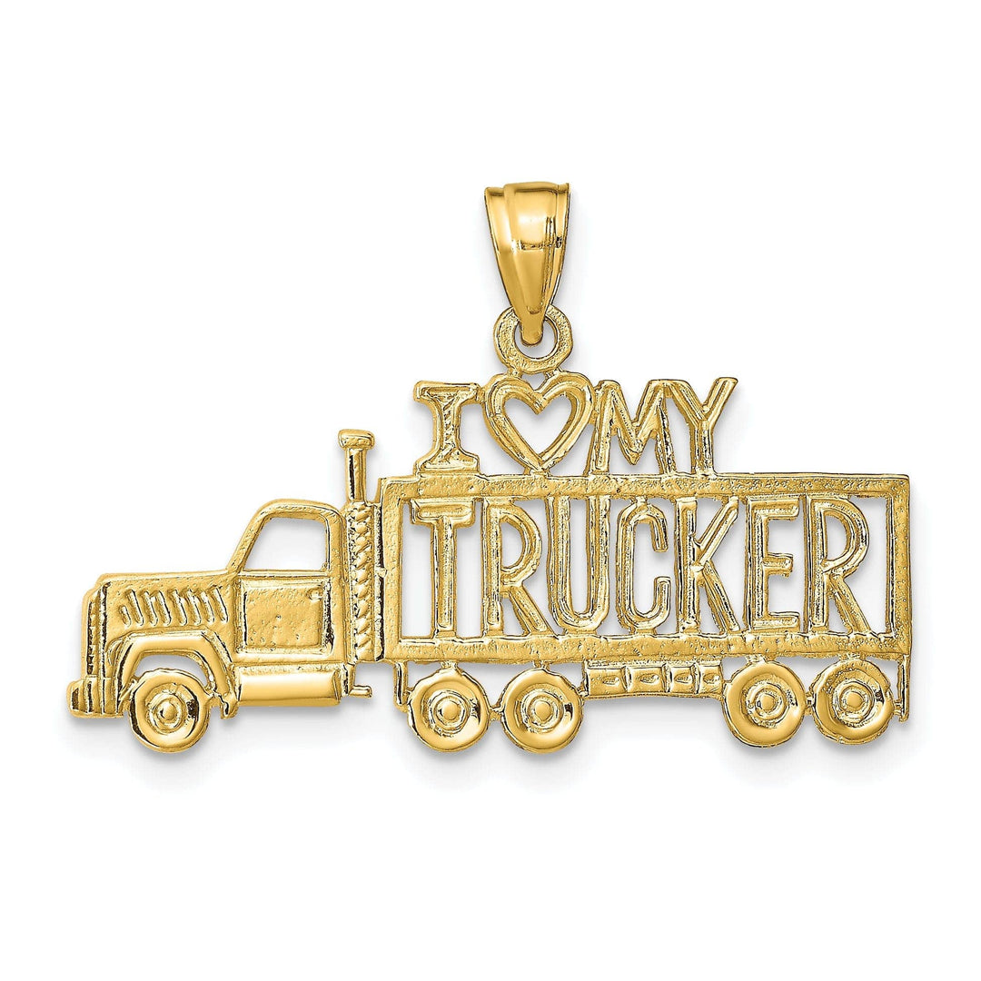 Lovely Rita's Pendants & Charms 14k Yellow Gold I Love My Trucker Truck Pendant