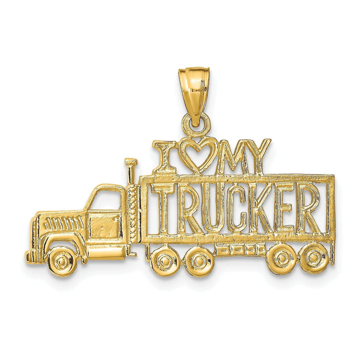 Lovely Rita's Pendants & Charms 14k Yellow Gold I Love My Trucker Truck Pendant
