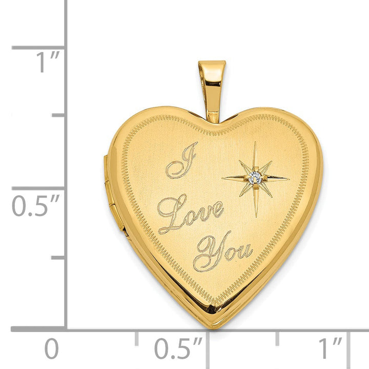 Lovely Rita's Pendants & Charms 14k Yellow Gold I Love You Diamond Heart Locket