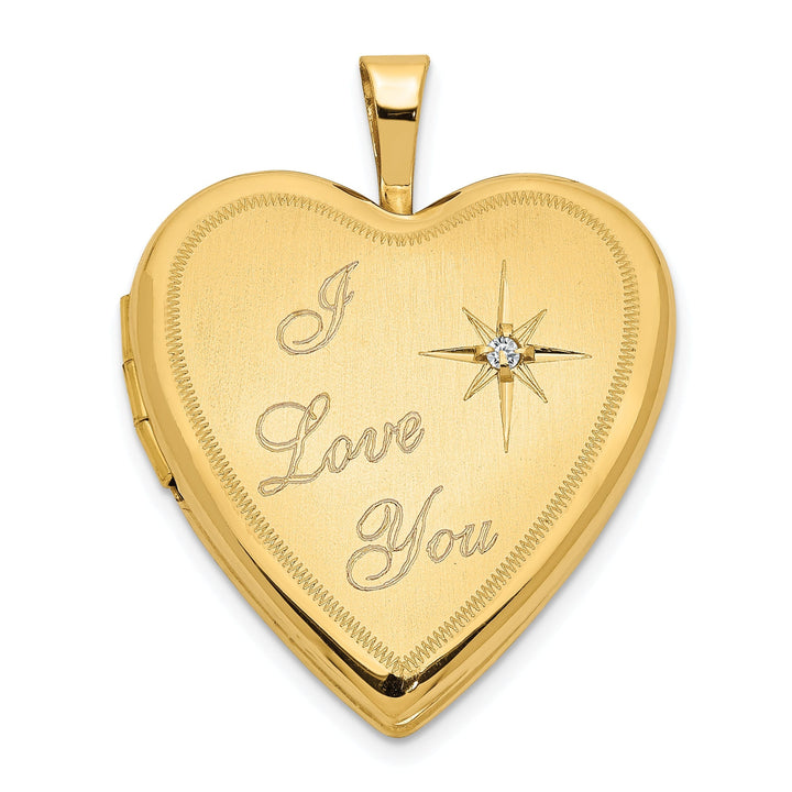 Lovely Rita's Pendants & Charms 14k Yellow Gold I Love You Diamond Heart Locket