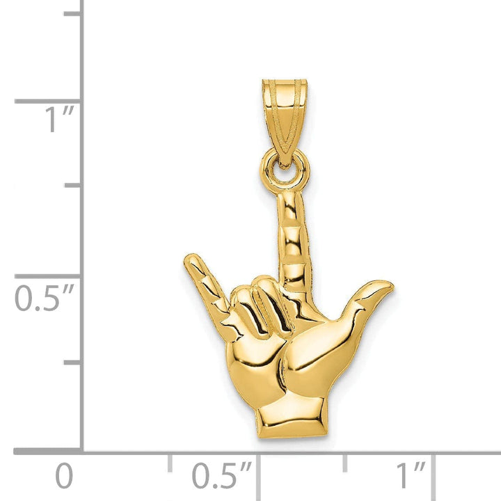 Lovely Rita's Pendants & Charms 14k Yellow Gold I Love You Hand Sign Language Charm