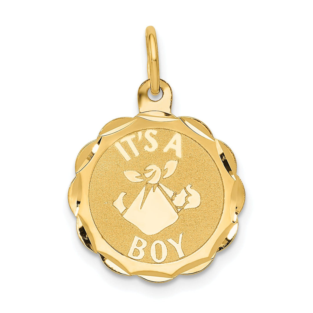 Lovely Rita's Pendants & Charms 14k Yellow Gold Its a Boy Round Charm Pendant
