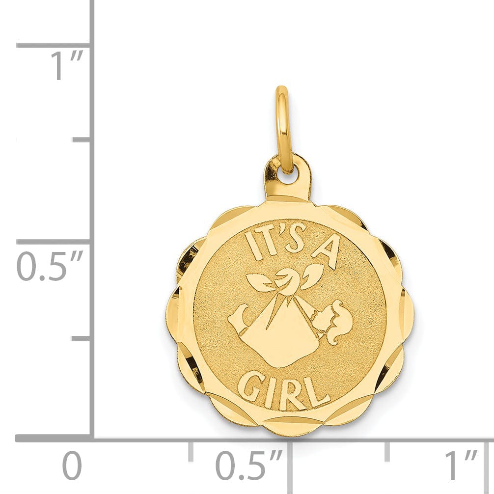 Lovely Rita's Pendants & Charms 14k Yellow Gold Its a Girl Round Charm Pendant