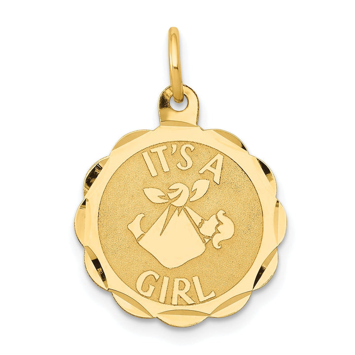 Lovely Rita's Pendants & Charms 14k Yellow Gold Its a Girl Round Charm Pendant