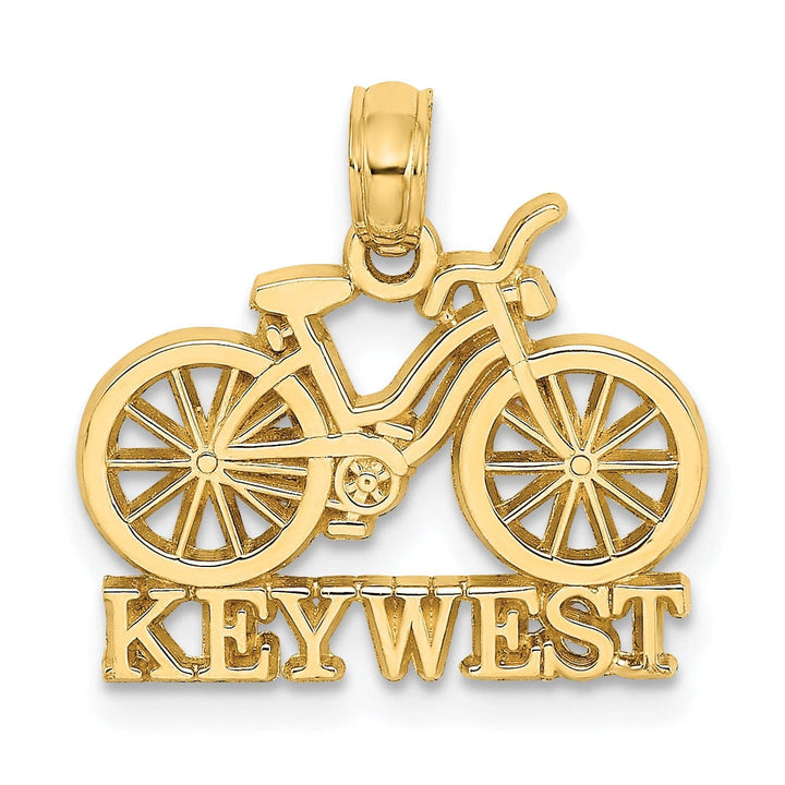 Lovely Rita's Pendants & Charms 14K Yellow Gold KEY WEST Banner under Bicycle Pendant