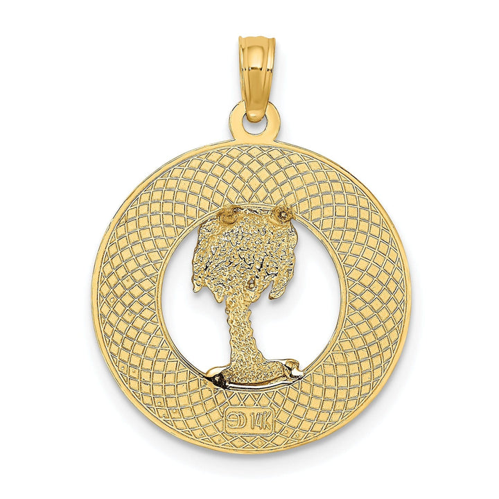 Lovely Rita's Pendants & Charms 14K Yellow Gold KEY WEST with Palm Tree Circle Pendant