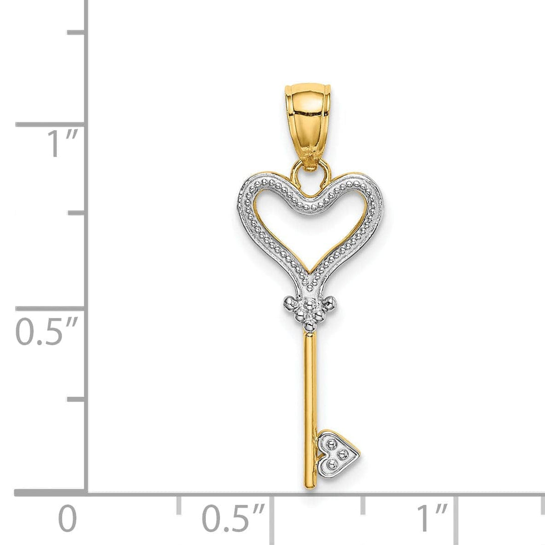 Lovely Rita's Pendants & Charms 14k Yellow Gold Key with Heart Design Charm Pendant
