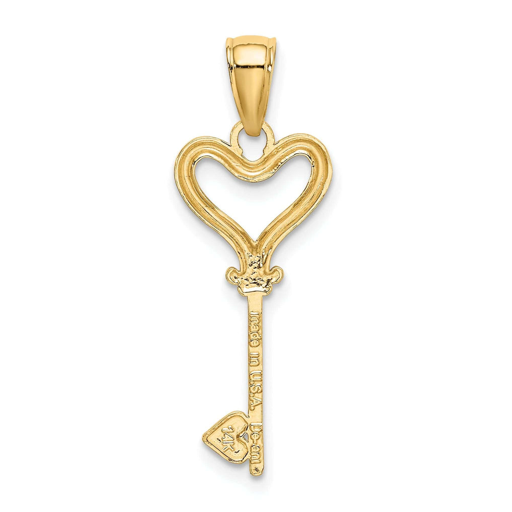 Lovely Rita's Pendants & Charms 14k Yellow Gold Key with Heart Design Charm Pendant