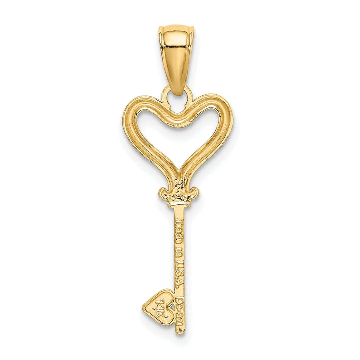 Lovely Rita's Pendants & Charms 14k Yellow Gold Key with Heart Design Charm Pendant