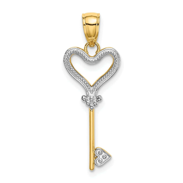 Lovely Rita's Pendants & Charms 14k Yellow Gold Key with Heart Design Charm Pendant
