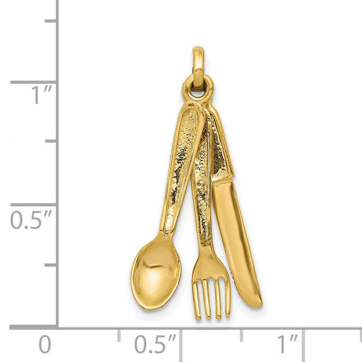 Lovely Rita's Pendants & Charms 14k Yellow Gold Knife Fork and Spoon Pendant