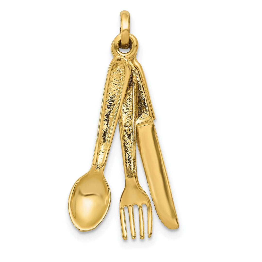 Lovely Rita's Pendants & Charms 14k Yellow Gold Knife Fork and Spoon Pendant