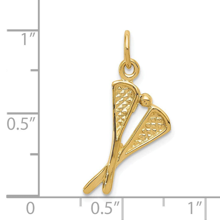 Lovely Rita's Pendants & Charms 14k Yellow Gold Lacrosse Sticks Ball Pendant
