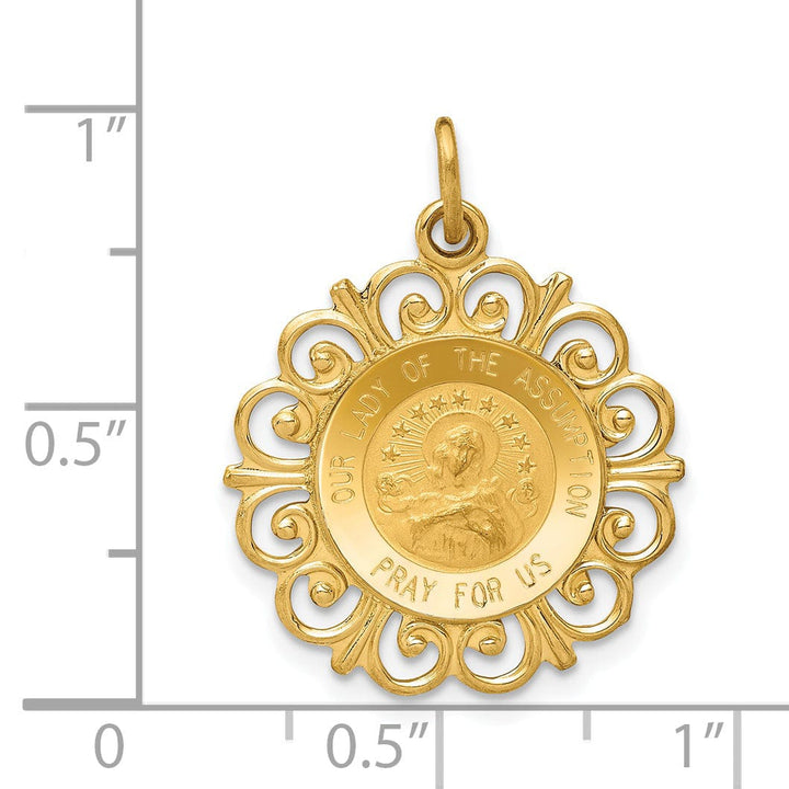 Lovely Rita's Pendants & Charms 14k Yellow Gold Lady Of The Assumption Medal
