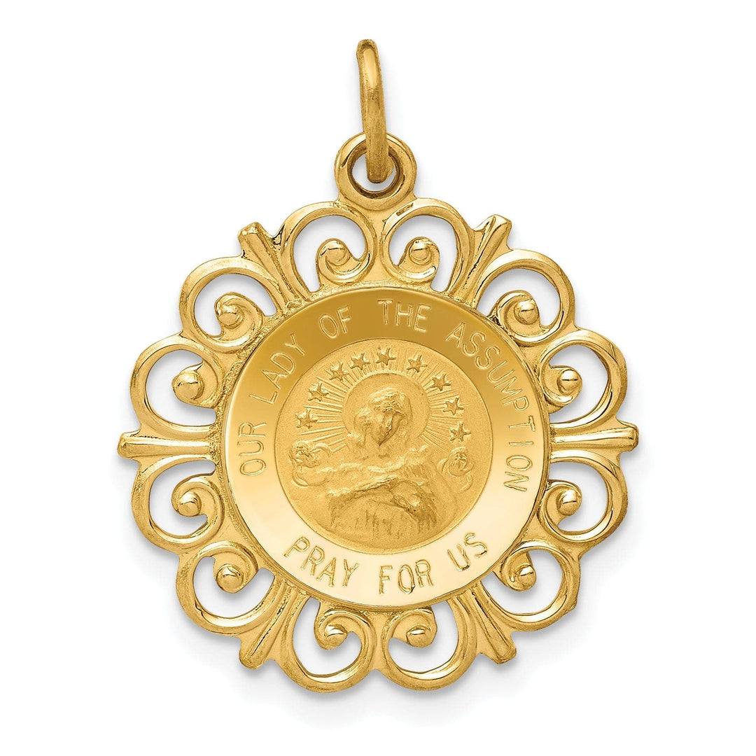 Lovely Rita's Pendants & Charms 14k Yellow Gold Lady Of The Assumption Medal