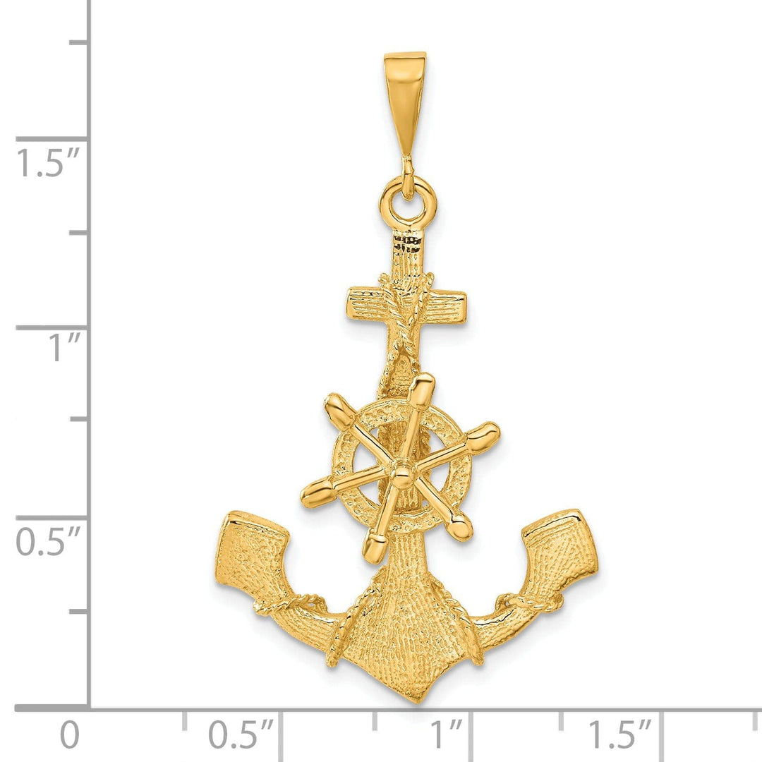 Lovely Rita's Pendants & Charms 14k Yellow Gold Large Anchor With Wheel Charm