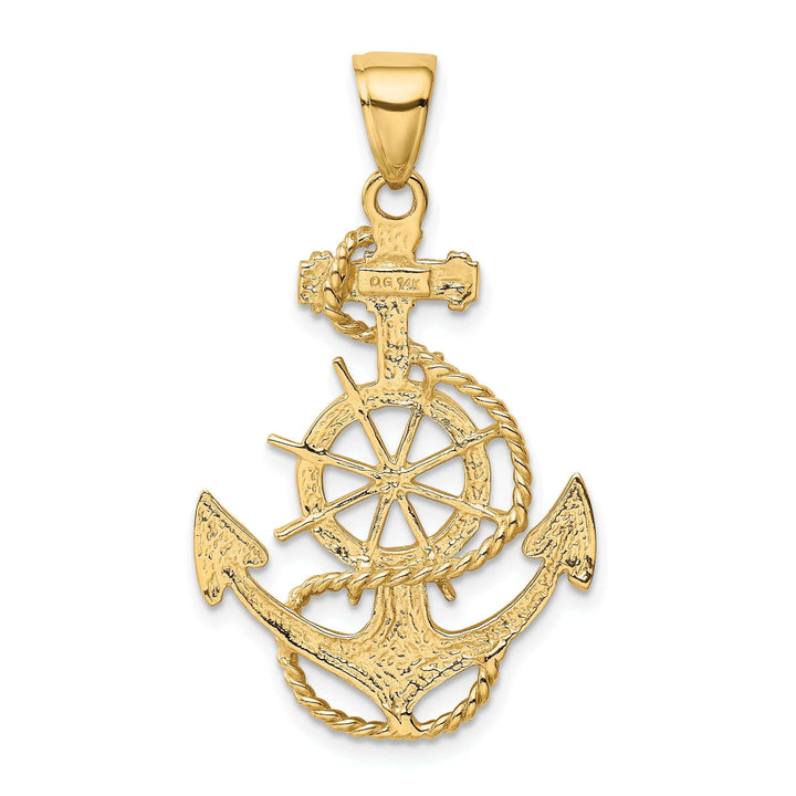 Lovely Rita's Pendants & Charms 14k Yellow Gold Large Anchor With Wheel Pendant