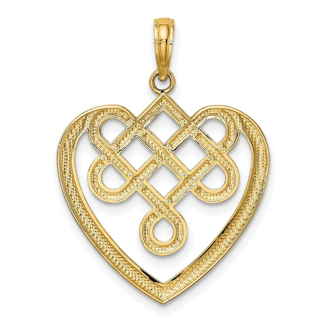 Lovely Rita's Pendants & Charms 14K Yellow Gold Large Celtic Knot Heart Design Pendant