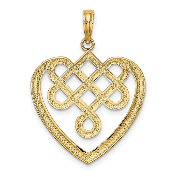 Lovely Rita's Pendants & Charms 14K Yellow Gold Large Celtic Knot Heart Design Pendant