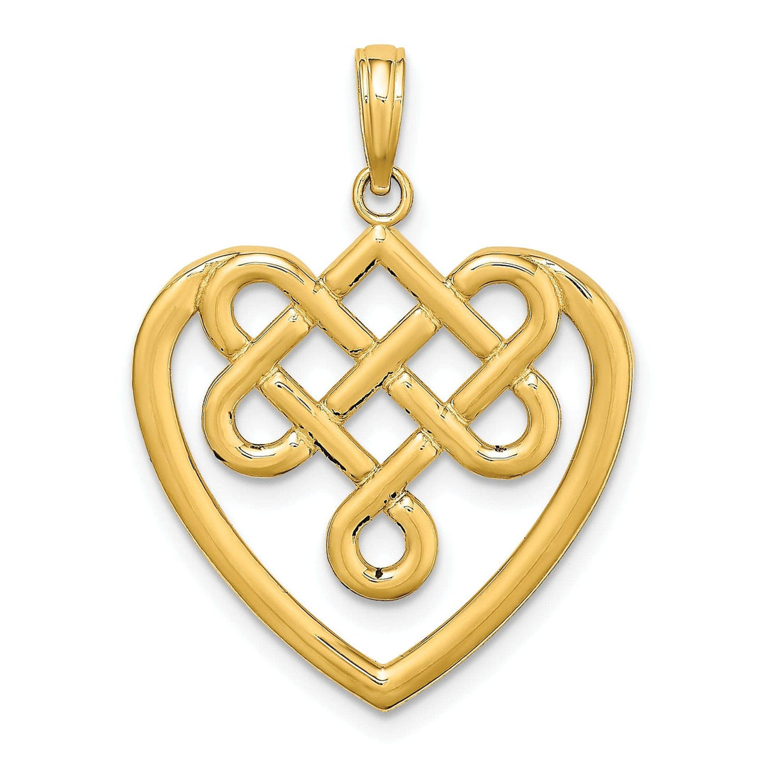 Lovely Rita's Pendants & Charms 14K Yellow Gold Large Celtic Knot Heart Design Pendant