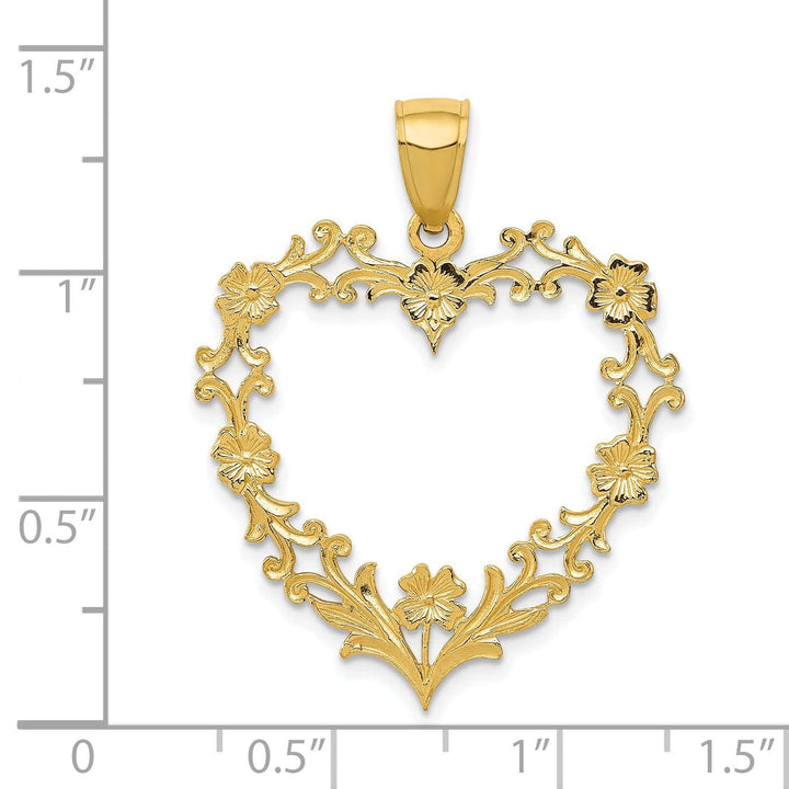 Lovely Rita's Pendants & Charms 14k Yellow Gold Large Floral Heart Pendant