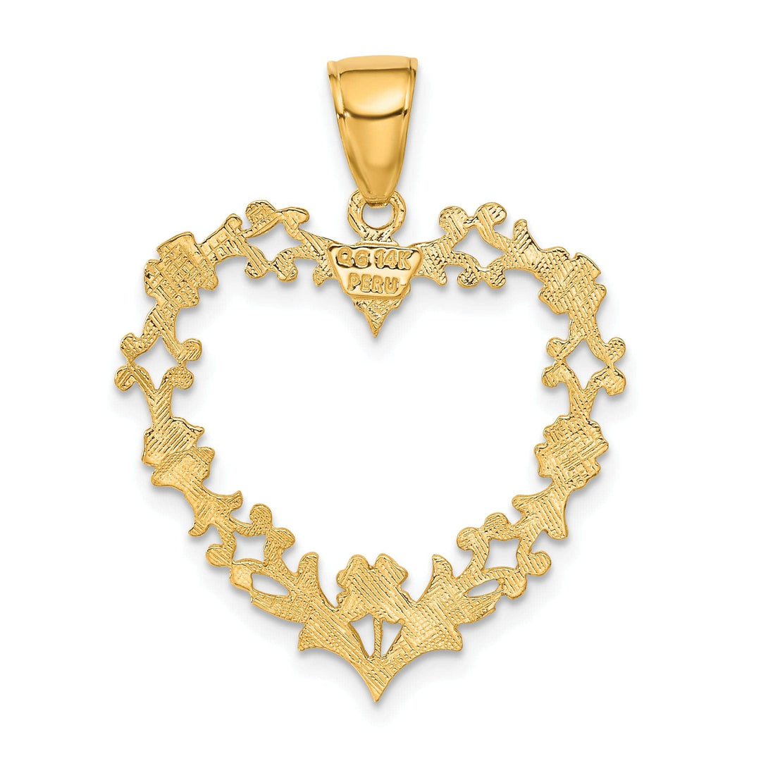 Lovely Rita's Pendants & Charms 14k Yellow Gold Large Floral Heart Pendant