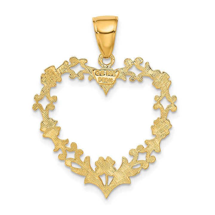 Lovely Rita's Pendants & Charms 14k Yellow Gold Large Floral Heart Pendant