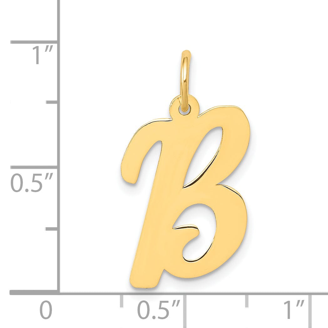 Lovely Rita's Pendants & Charms 14K Yellow Gold Large Size Fancy Script Design Letter B Initial Pendant