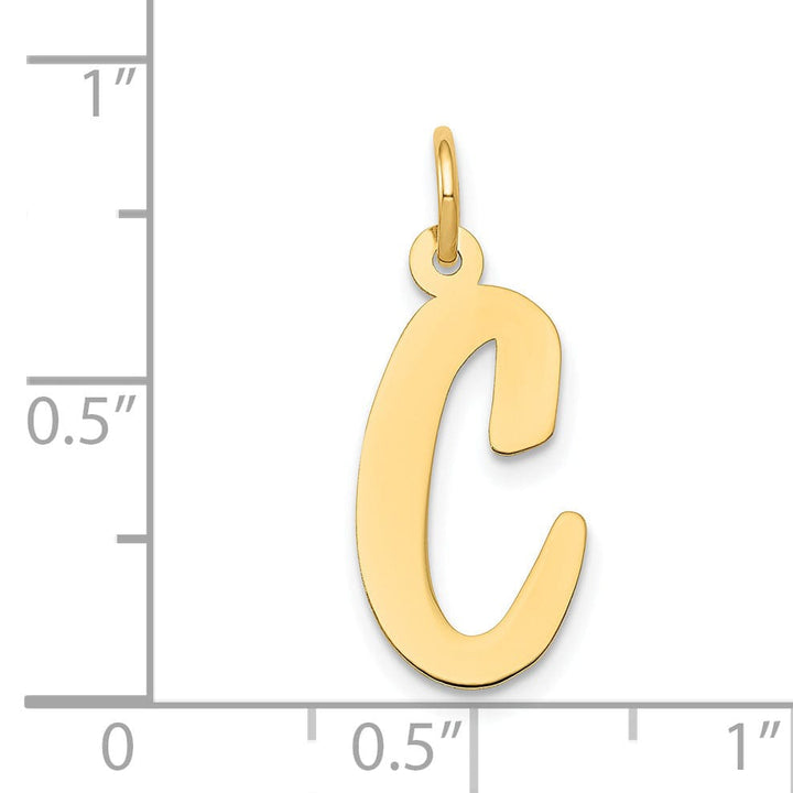 Lovely Rita's Pendants & Charms 14K Yellow Gold Large Size Fancy Script Design Letter C Initial Pendant