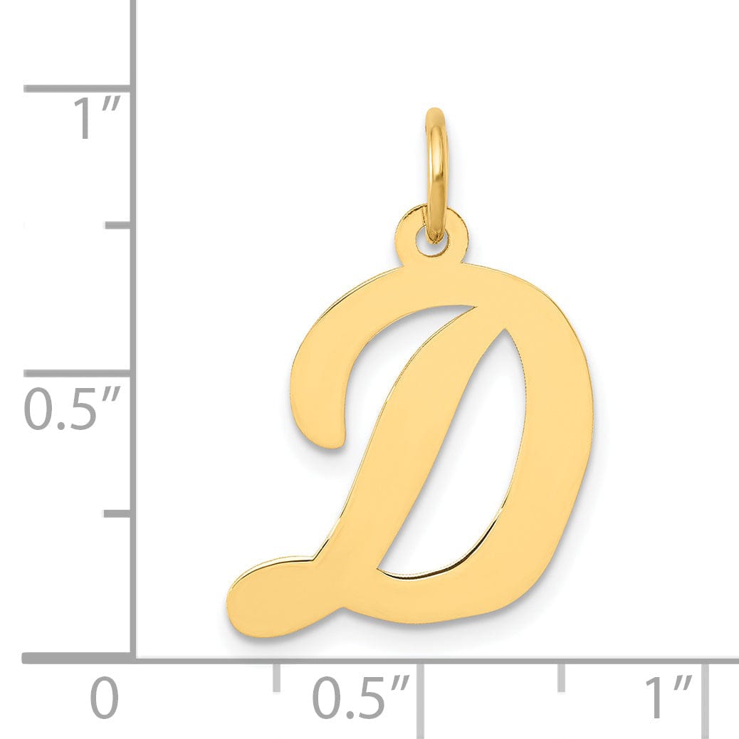 Lovely Rita's Pendants & Charms 14K Yellow Gold Large Size Fancy Script Design Letter D Initial Pendant