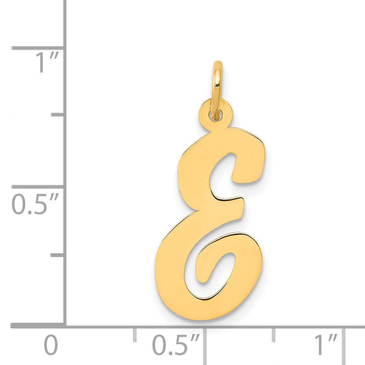 Lovely Rita's Pendants & Charms 14K Yellow Gold Large Size Fancy Script Design Letter E Initial Pendant